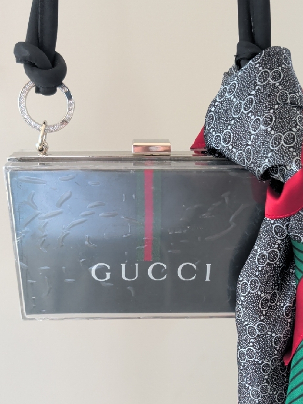 Black Box Upcycled Clutch with Red and Green Stripe - Picture 2 of 5